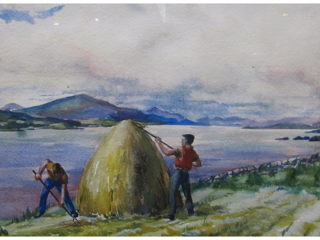 Appraisal: JOHN NEILSON LUSK Watercolour 'Haymaking on Mull near Salem' Glasgow