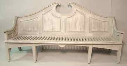 Appraisal: PAIR OF PAINTED WOOD GARDEN BENCHES each with arched cresting