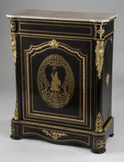 Appraisal: Napoleon III style ebonized marble top cabinet Late th century