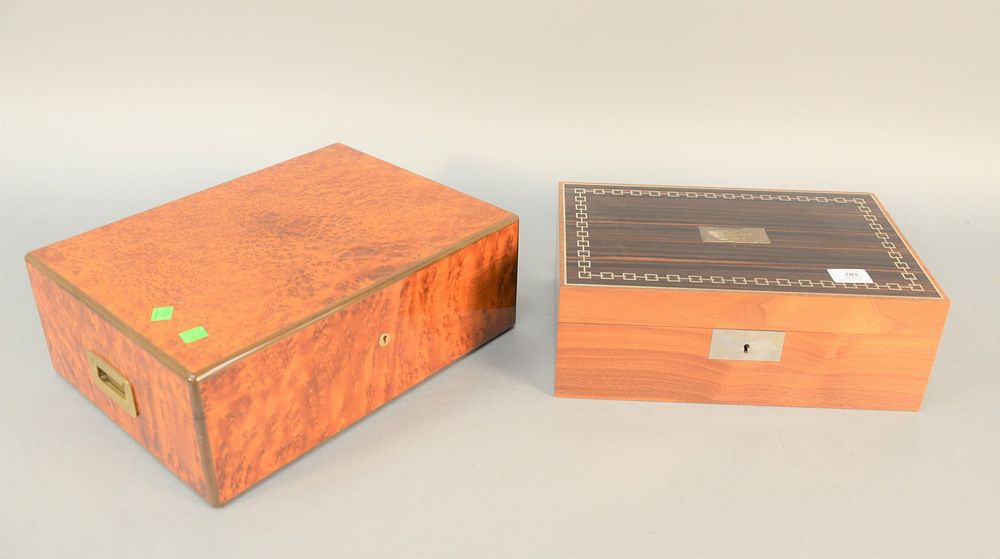 Appraisal: Two humidors ht wd ' with inlaid top along with