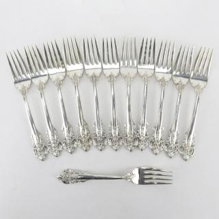 Appraisal: Set of Twelve Wallace Grand Baroque Sterling Silver Salad Forks