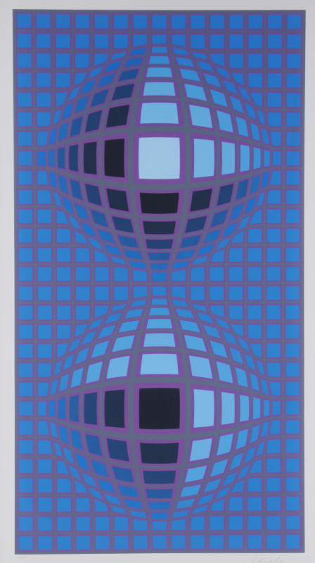 Appraisal: VASARELY Victor French Hungarian - Op Art Composition with Two