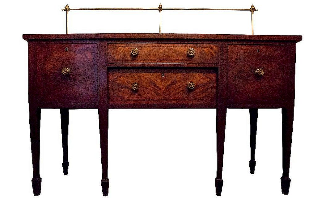 Appraisal: Sheraton Sideboard Brass Gallery Sheraton Sideboard with Brass Gallery Sheraton