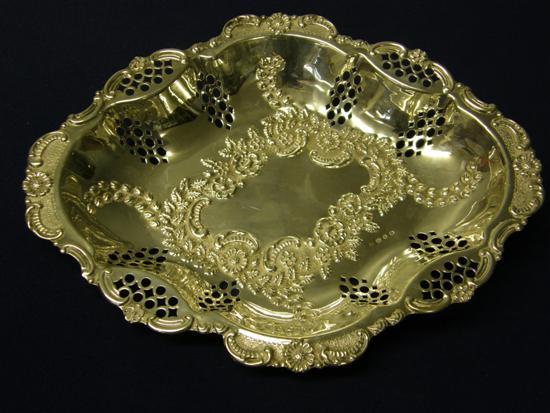 Appraisal: Victorian silver pierced dish embossed with foliate designs Birmingham makers