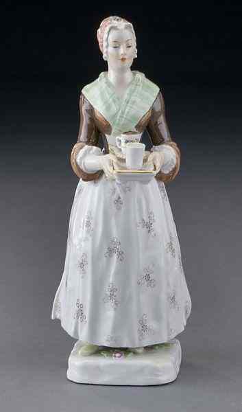 Appraisal: Meissen porcelain figure ''La Bella Chocolatier''modeled as a maid carrying