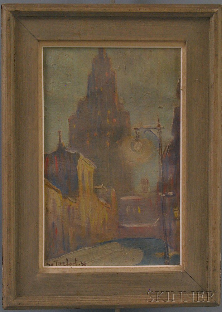 Appraisal: Bela deTirefort American - New York at Night Signed and