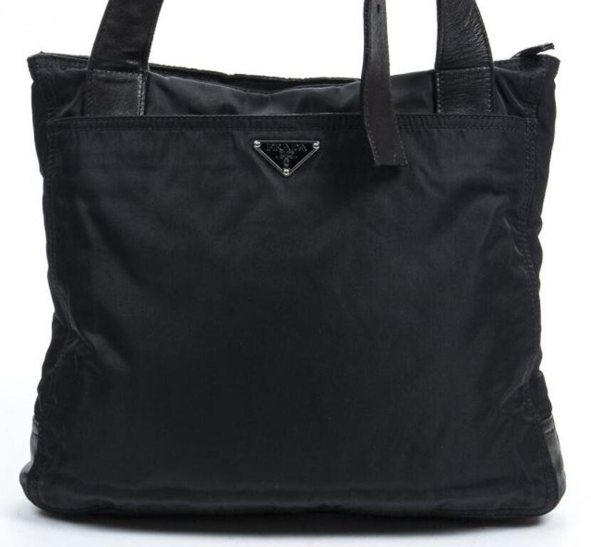 Appraisal: Prada multi-pocket messenger bag in black Tessuto nylon canvas with