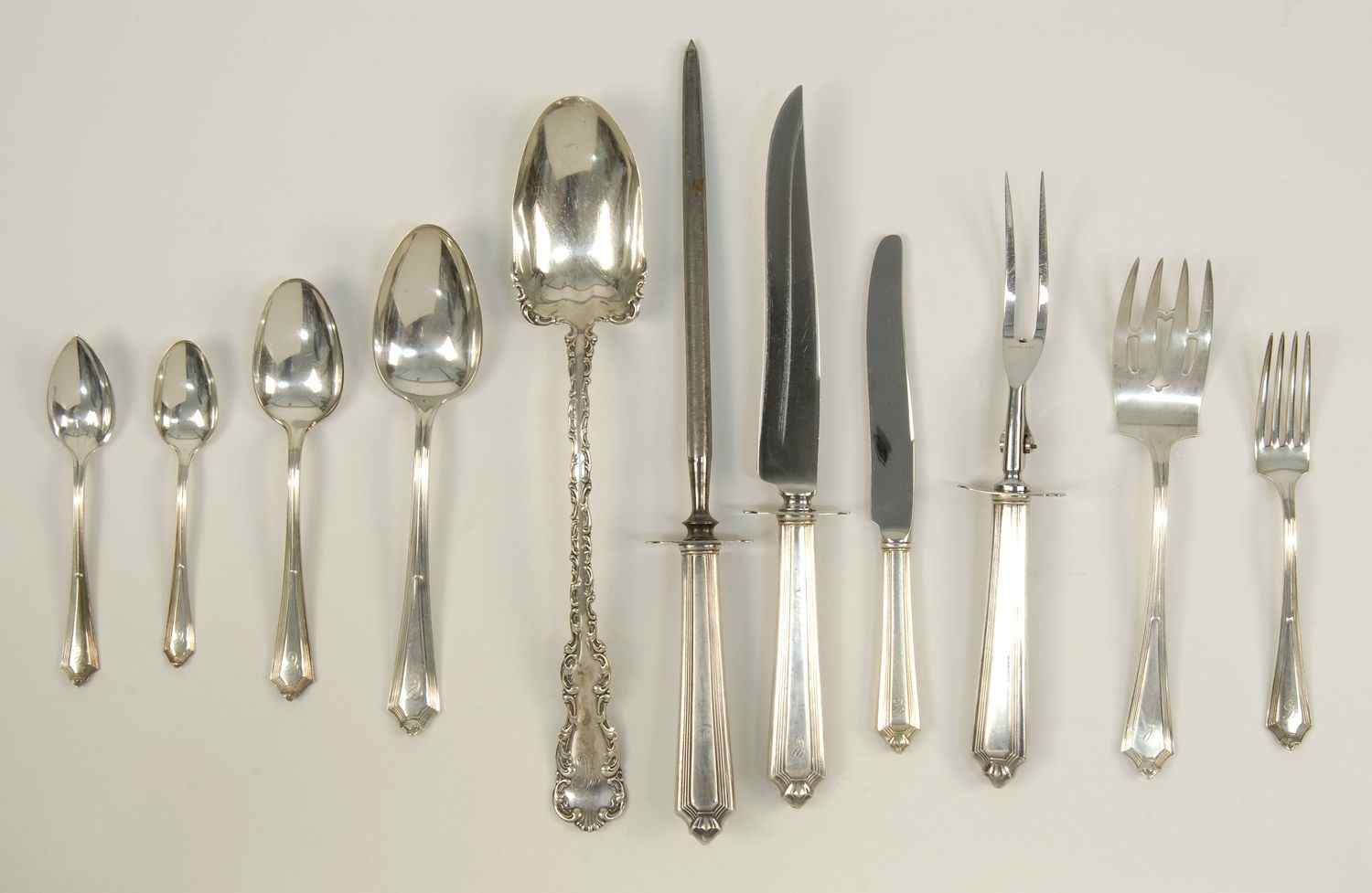 Appraisal: GORHAM MFG CO STERLING SILVER PARTIAL FLATWARE SETIn the Plymouth''