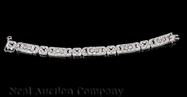 Appraisal: An Art Deco Platinum and Diamond Bracelet c - comprised