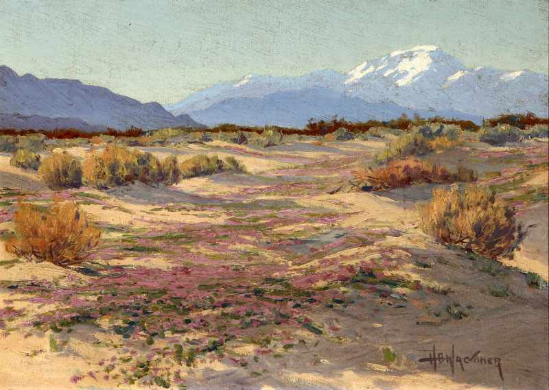 Appraisal: Harry B Wagoner - Phoenix AZ Desert Landscape with Snow-Capped