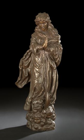 Appraisal: Pair of German Baroque Carved Lindenwood Figures of Robed Angels