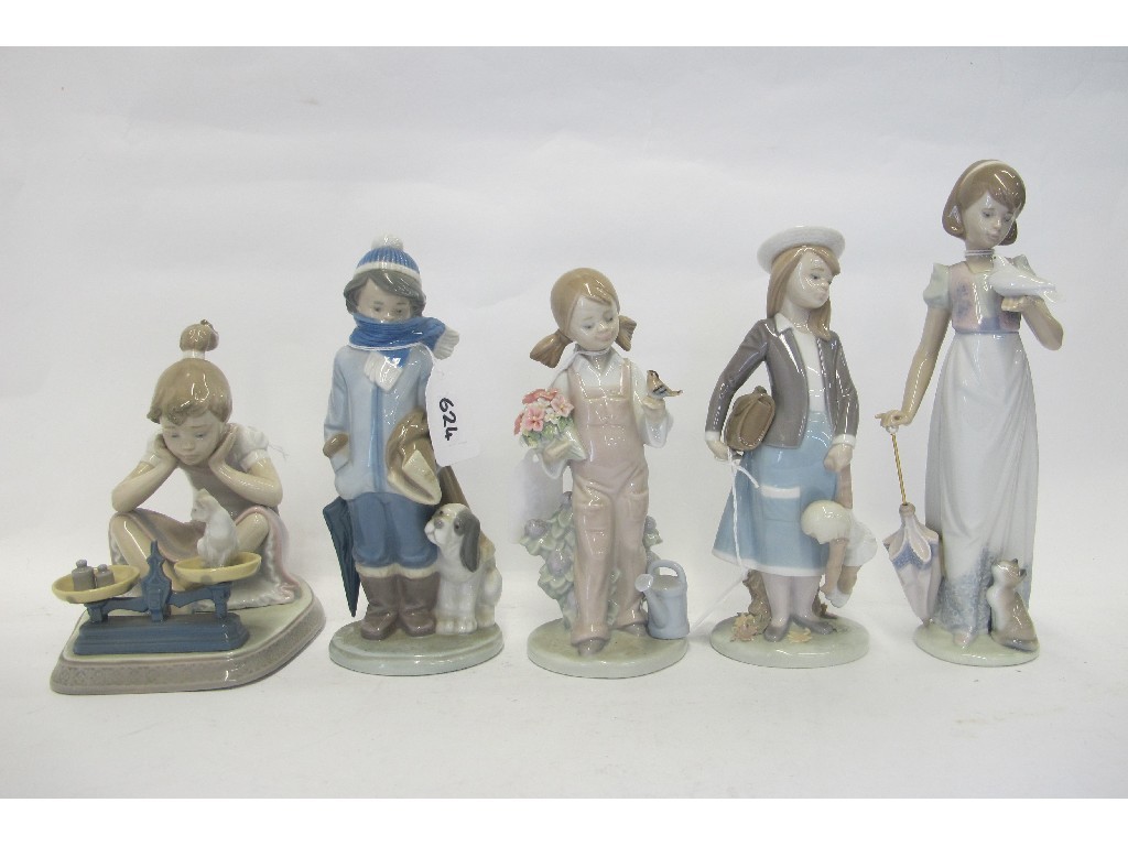 Appraisal: Five Lladro figures including Summer Stroll and Spring