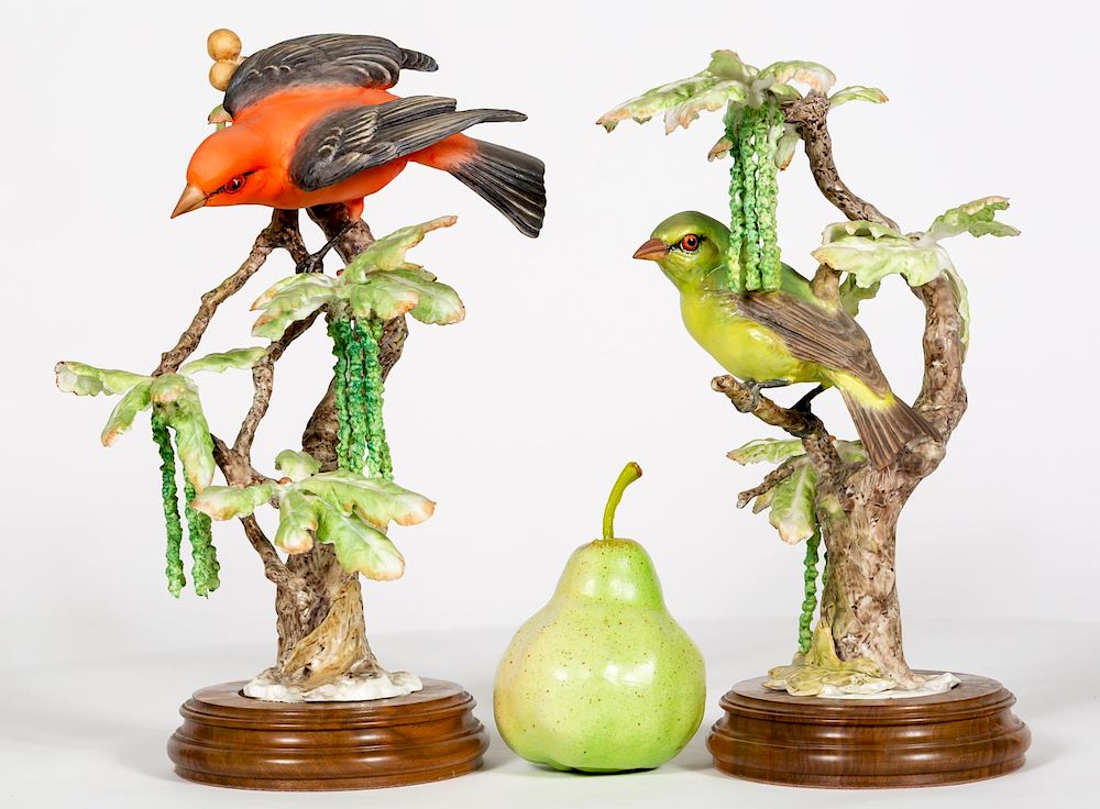 Appraisal: Dorothy Doughty Scarlet Tanager Porcelain Birds Dorothy Doughty Italian -