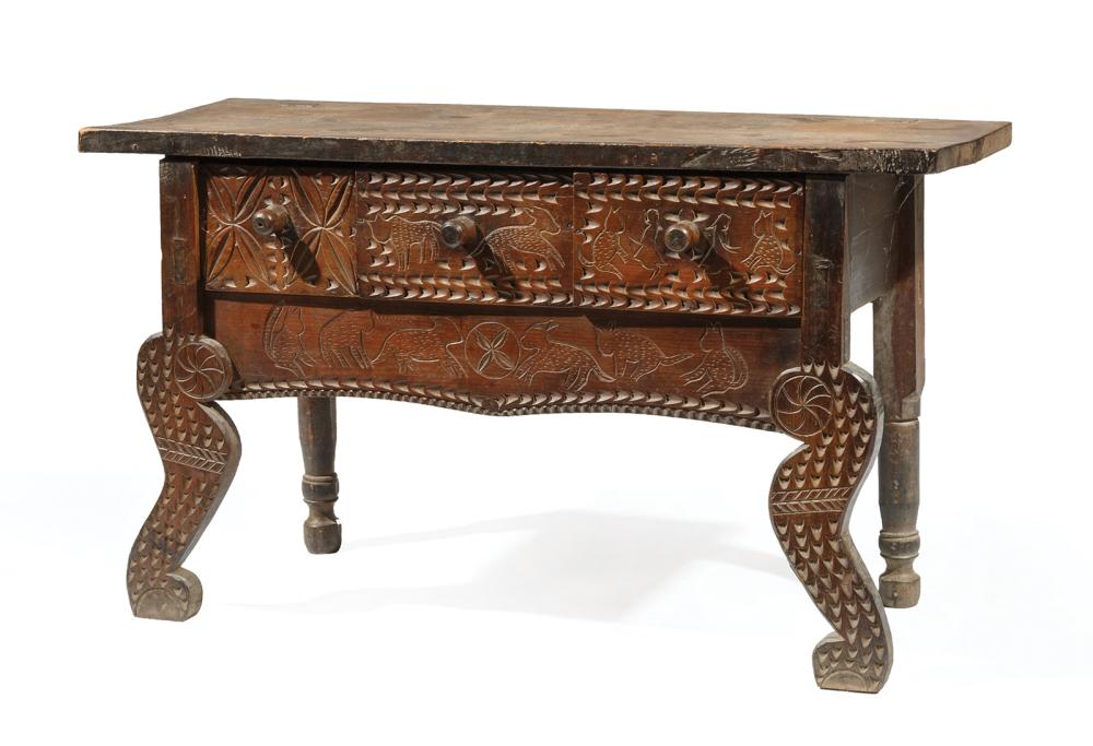 Appraisal: Antique Latin American Tropical Hardwood Table probably th c Guatemala