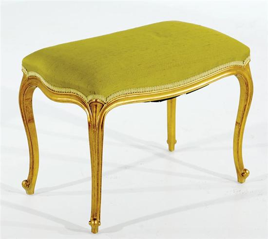 Appraisal: Louis XV style gilded footstool th century upholstered seat over