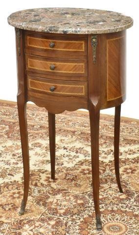 Appraisal: French Louis XVI style marble-top mahogany side table nightstand late