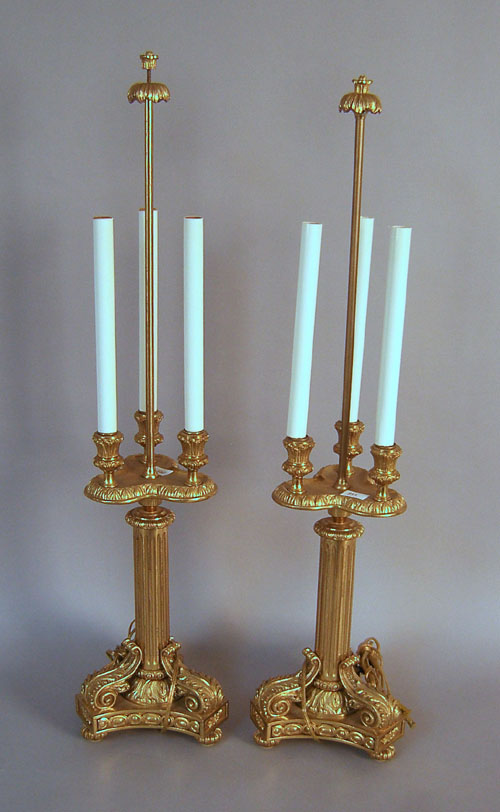 Appraisal: Pair gilt metal table lamps