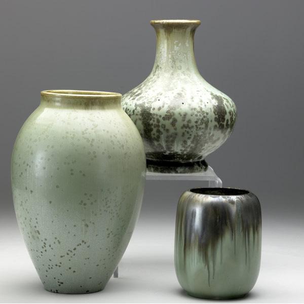 Appraisal: FULPER Three vases one in Flemington Green Flambe and two