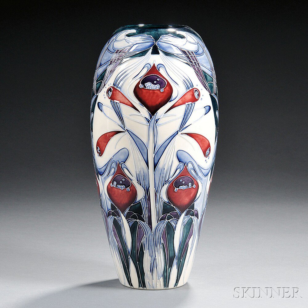 Appraisal: Modern Moorcroft Pottery Vase Emma Bossons depicting Art Nouveau-style floral