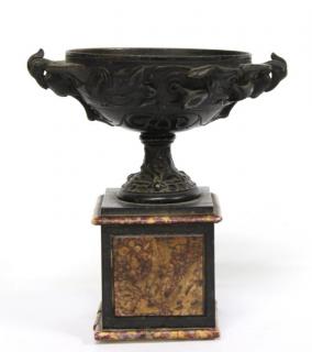 Appraisal: Small Bronze Metal Classical Greek The wide blackened body decorated