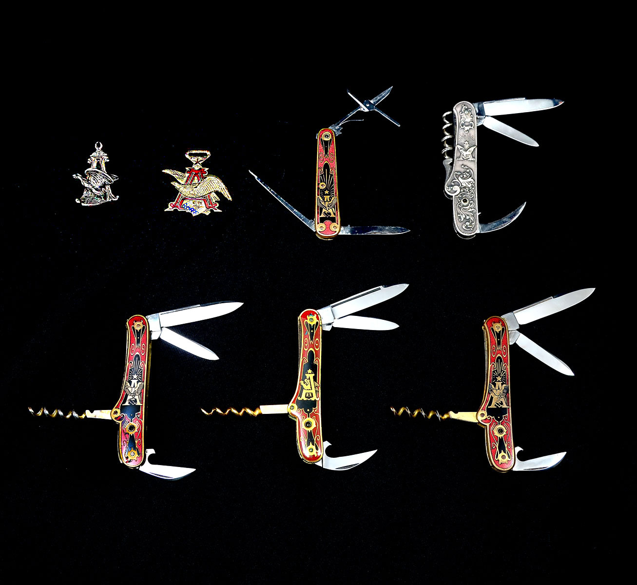 Appraisal: ADOLPHUS ANHEUSER BUSCH KNIFE COLLECTION Comprising - Red black enameled