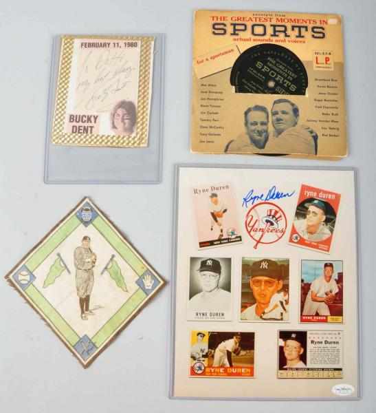 Appraisal: Lot of Baseball Items Description Includes a Bauman-Detroit premium blanket