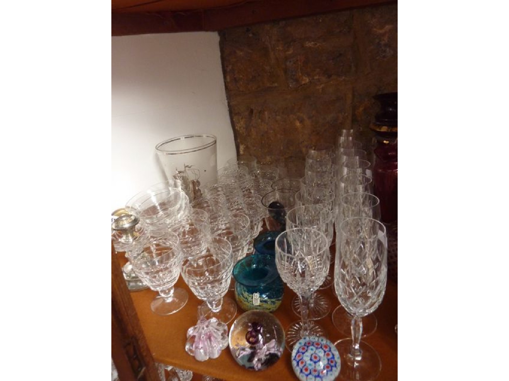 Appraisal: A collection of glassware to include two short Mdina glass