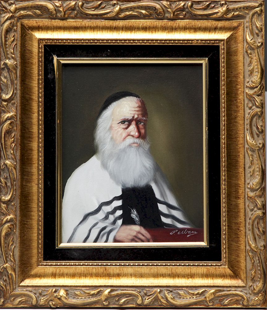 Appraisal: Bellam Portrait of a Rabbi Oil on Canvas Bellam portrait