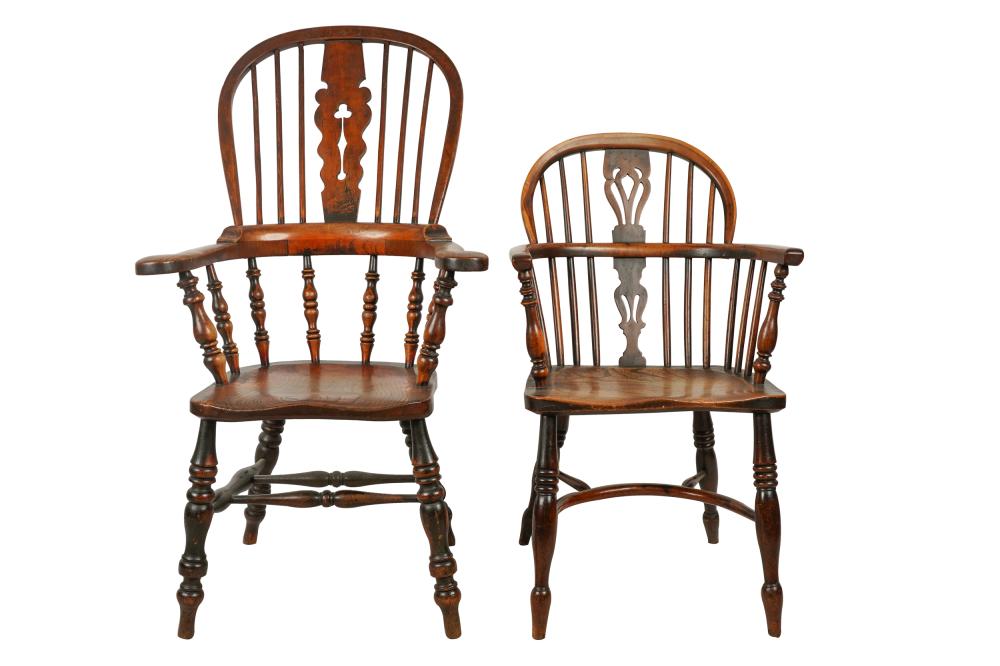 Appraisal: TWO WINDSOR ARMCHAIRSthe larger with clover form splat Condition the