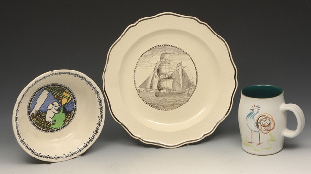 Appraisal: A WEDGWOOD NURSERY BOWL the centre decorated with a bison