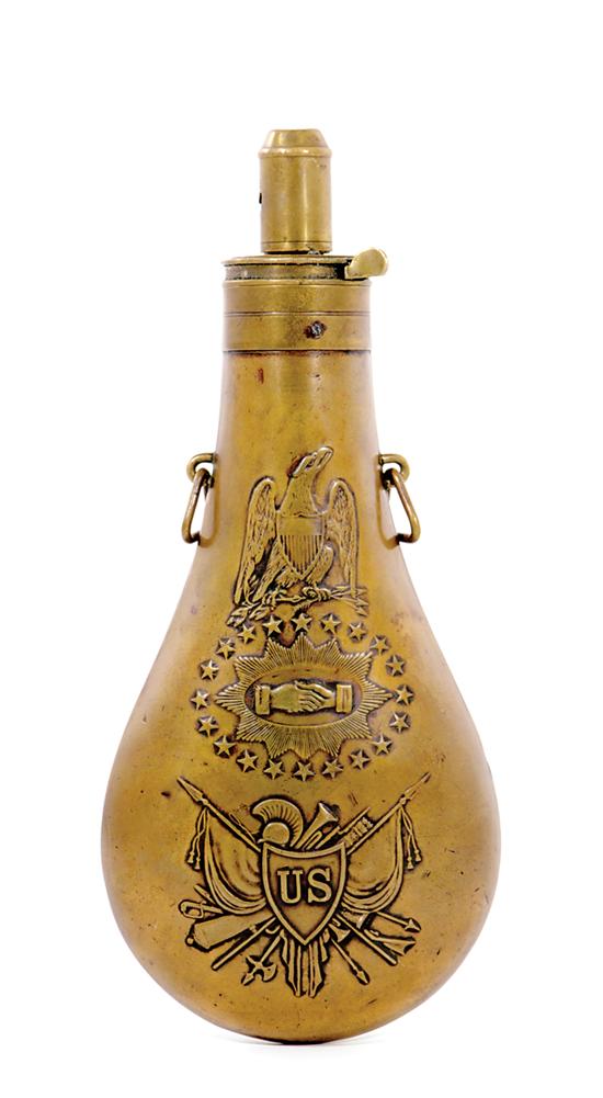 Appraisal: U S brass Peace powder flask marked BATTY ADK on