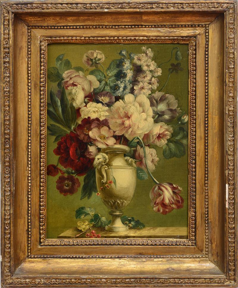 Appraisal: ATTRIBUTED TO ANTOINE BERJON - FLORAL STILL LIFE Oil on