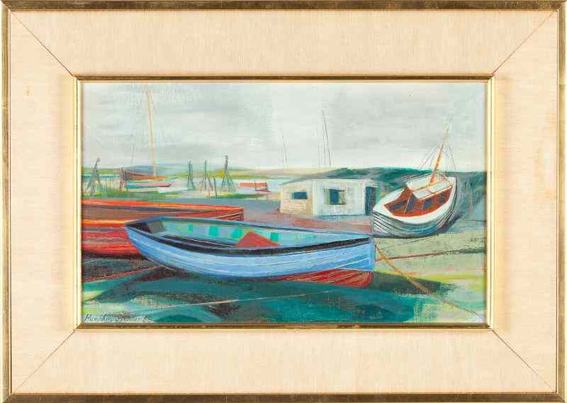 Appraisal: Humphrey Spender Br - ''Boats at '''' Bradwell '' oil