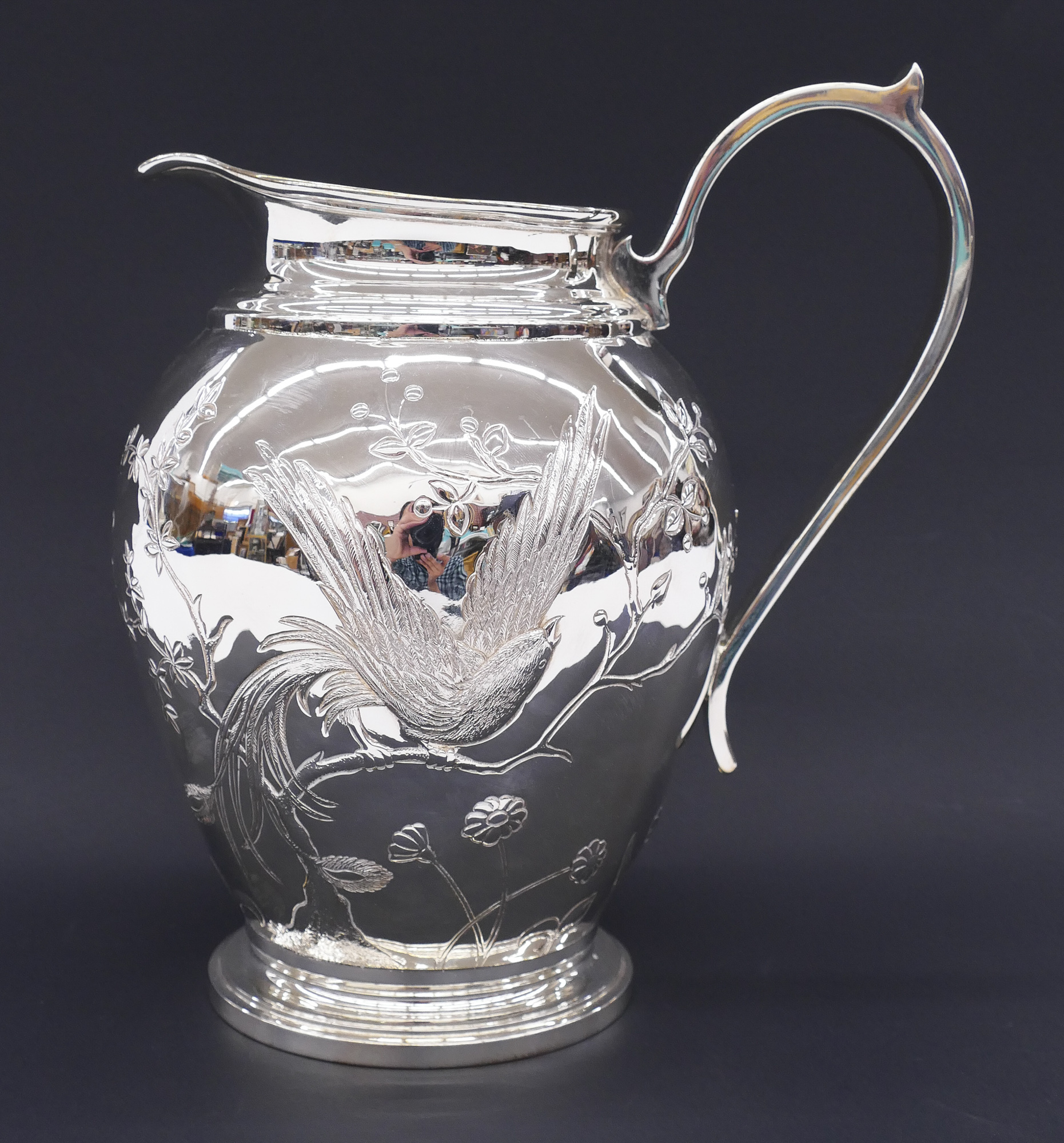 Appraisal: Tiffany Co ''Audubon'' Sterling Water Pitcher ''x '' Impressive hand