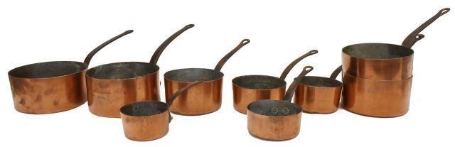 Appraisal: lot of French copper saucepans graduated sizes each having single