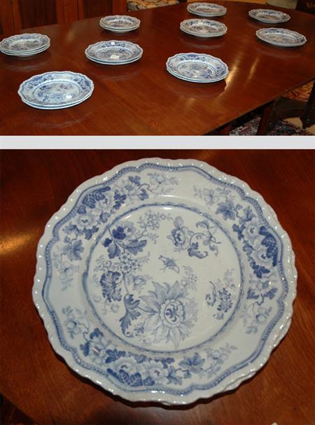 Appraisal: English Blue and White Transfer Decorated Ironstone Partial Dinner Service