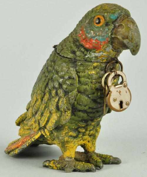 Appraisal: Lead Parrot Still Bank Description Manufactured in Germany Beautiful detail