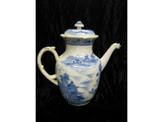 Appraisal: Early Chinese Blue White Pottery Coffee Pot