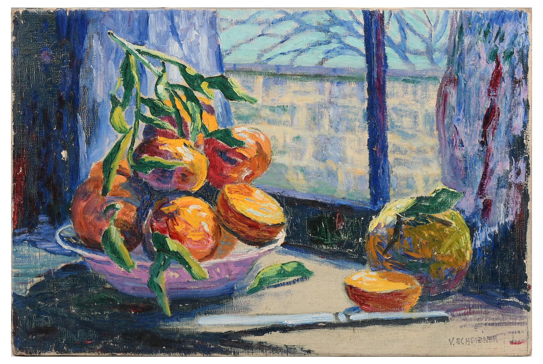 Appraisal: SCHEIBNER Vira American - Still Life with Fruit Oil Canvas