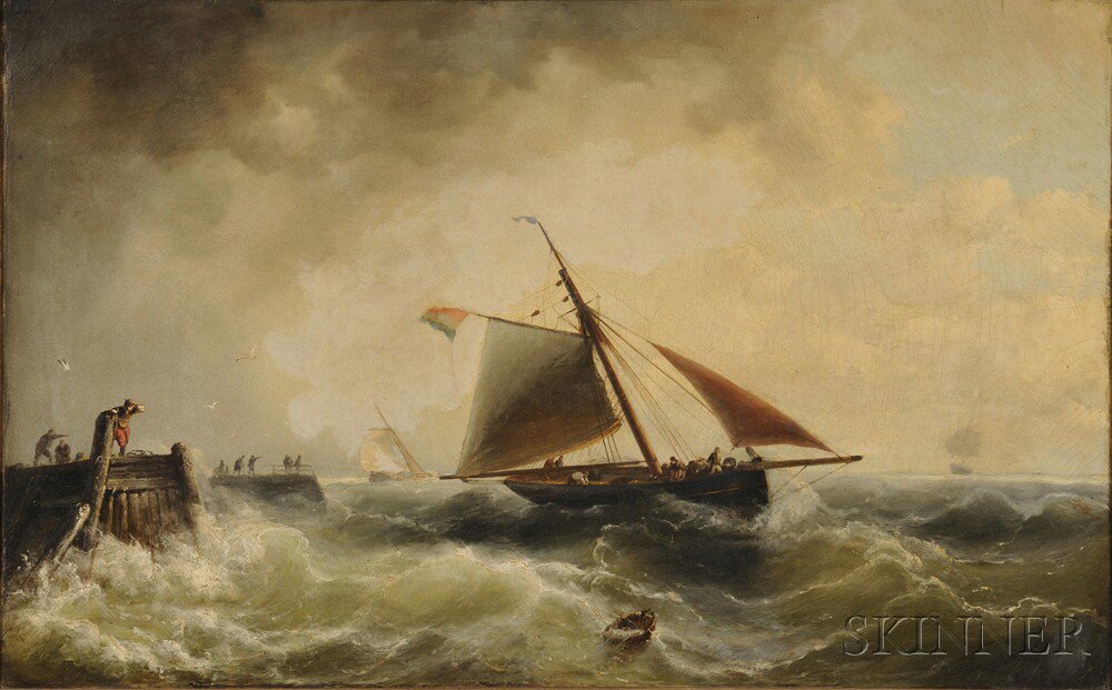 Appraisal: Nicolaas Riegen Dutch - Ketch in a Blustery Wind Signed