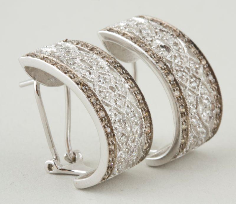 Appraisal: KT White Chocolate Diamond Earrings white gold with woven motif