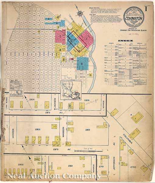 Appraisal: Antique Insurance Maps of Covington LA published by Sanborn Map