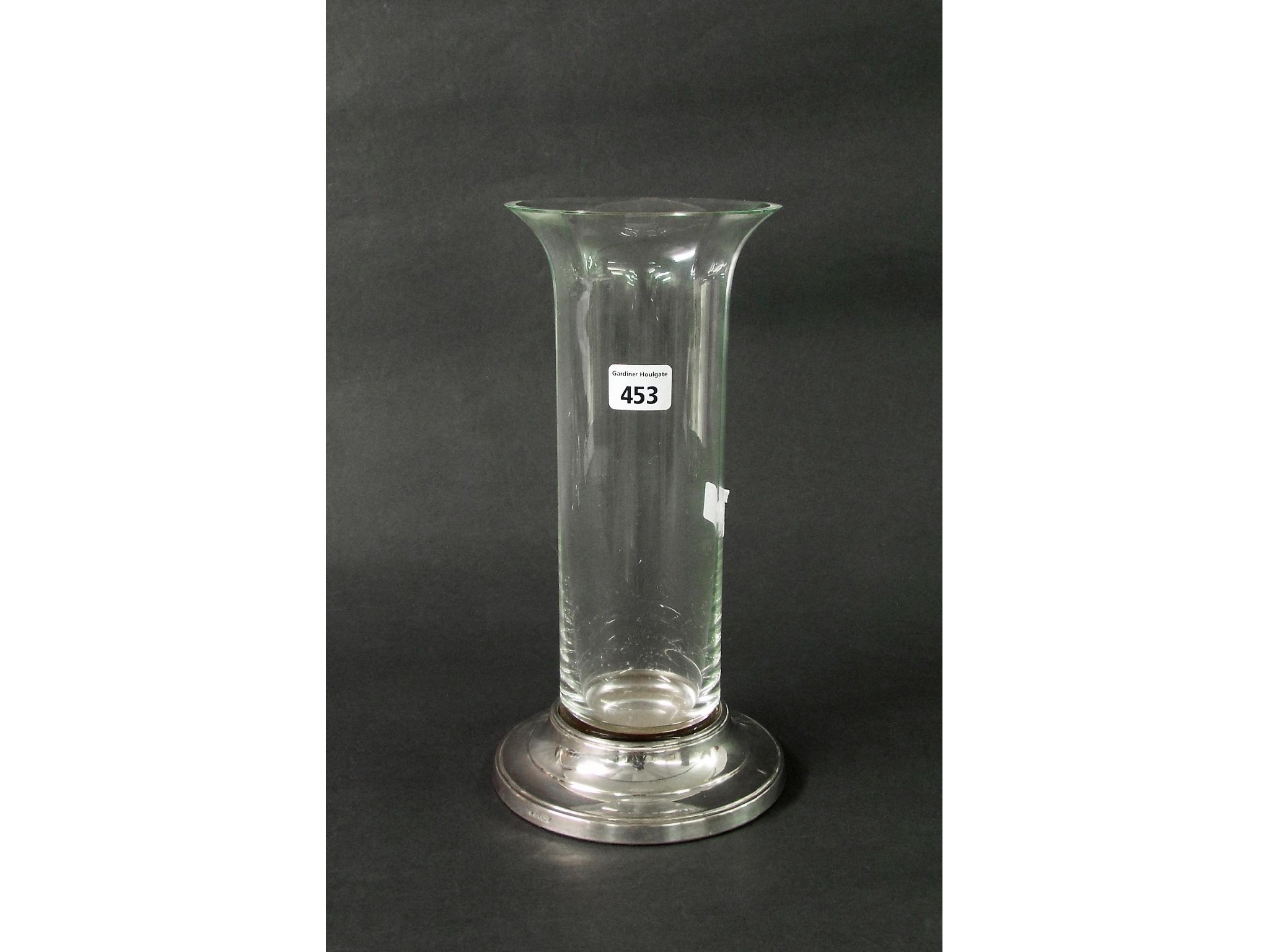 Appraisal: Attractive faceted glass vase upon a stepped circular silver base