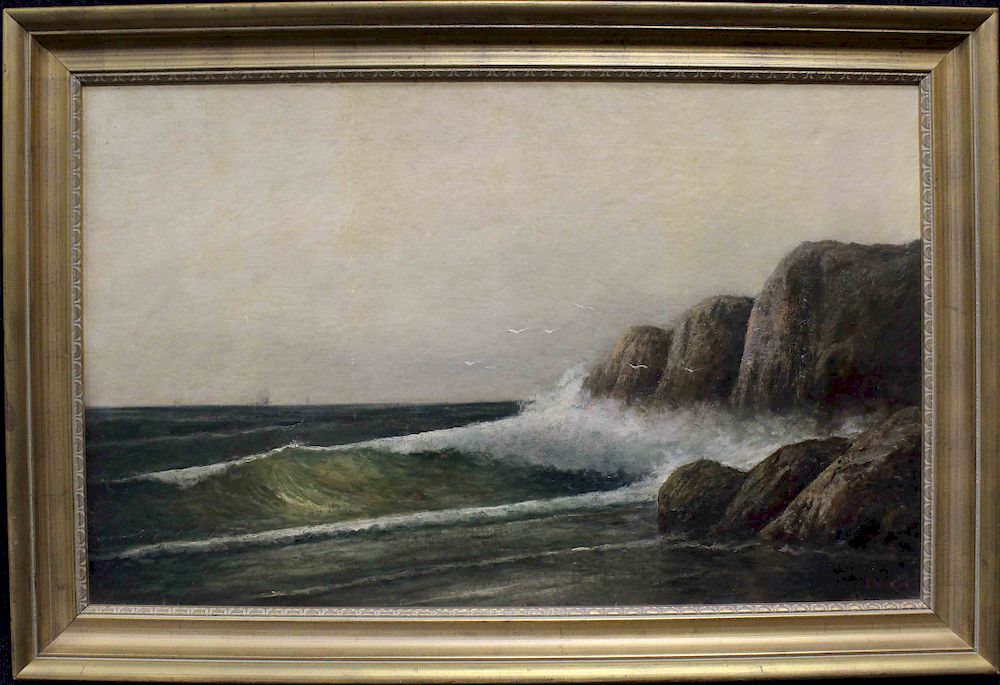 Appraisal: American School Signed th C Coastal Scene American School Signed