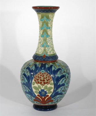 Appraisal: A tall Burmantoft's Faience Anglo Persian bottle vase model no