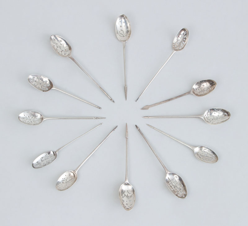 Appraisal: FORTY-FIVE GEORGIAN SILVER SPOONS Comprising twenty-six tea and coffee spoons