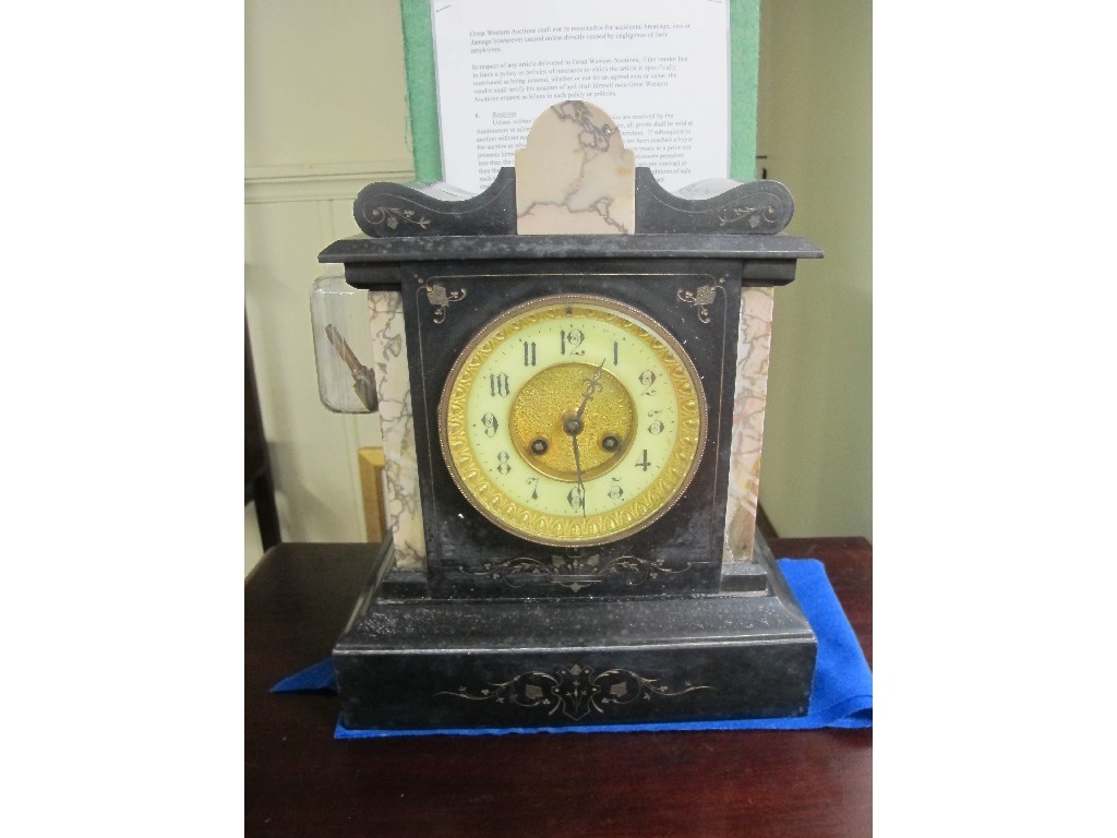 Appraisal: Victorian black slate and marble mantel clock