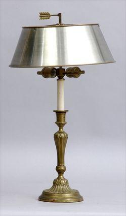 Appraisal: LOUIS XVI-STYLE GILT-METAL BOUILLOTTE LAMP The baluster-form leaf-capped stem with