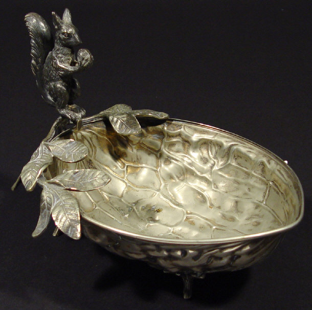 Appraisal: WMF silver plated squirrel nut dish relief moulded with a