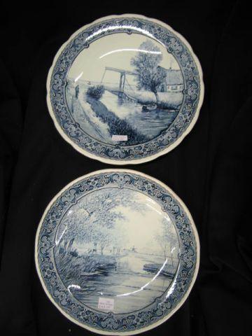 Appraisal: Pair of Delft Pottery Chargers landscapes by Boch